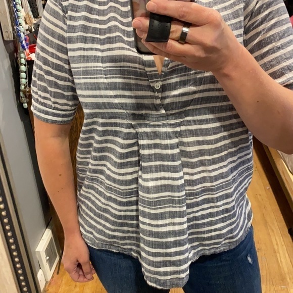 J Crew Striped Oversized Cotton Blouse - Picture 14 of 16